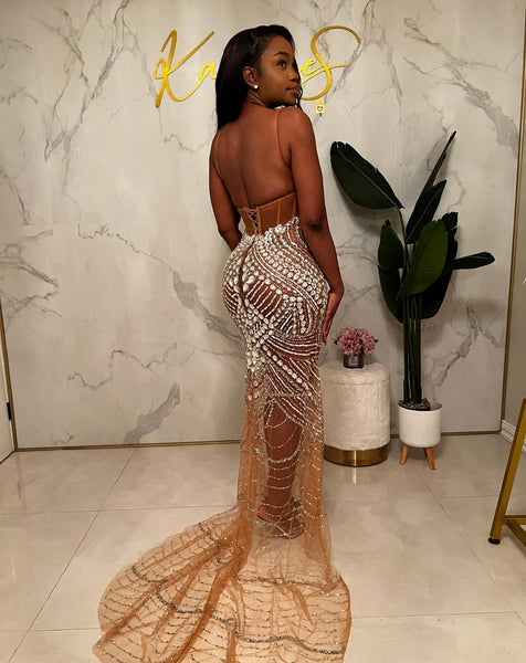 Aura Long crystal dress