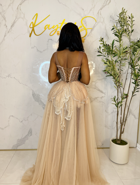Tinker crystal ballgown hi low dress