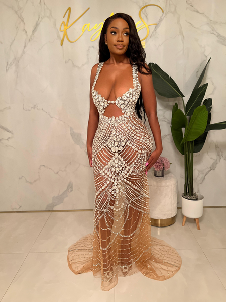 Aura Long crystal dress