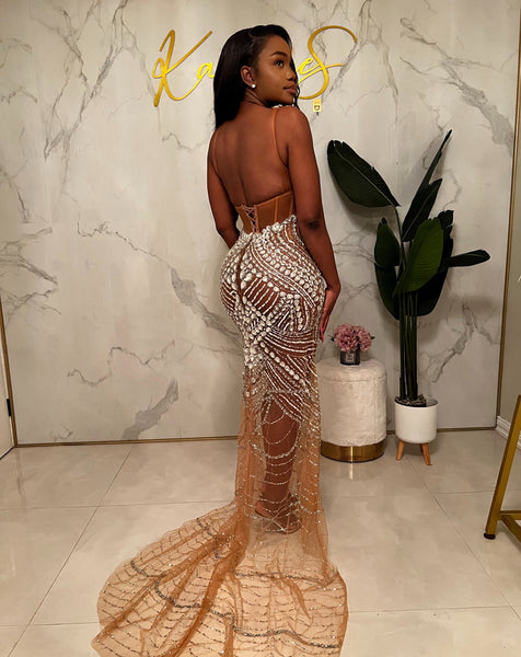 Aura Long crystal dress