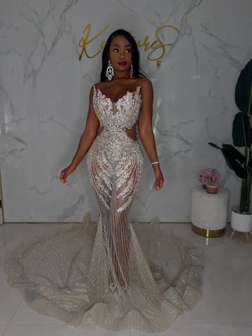 Aurora crystal dress with and withouut cape