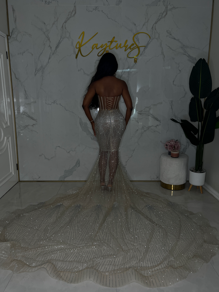 Aurora crystal dress with and withouut cape